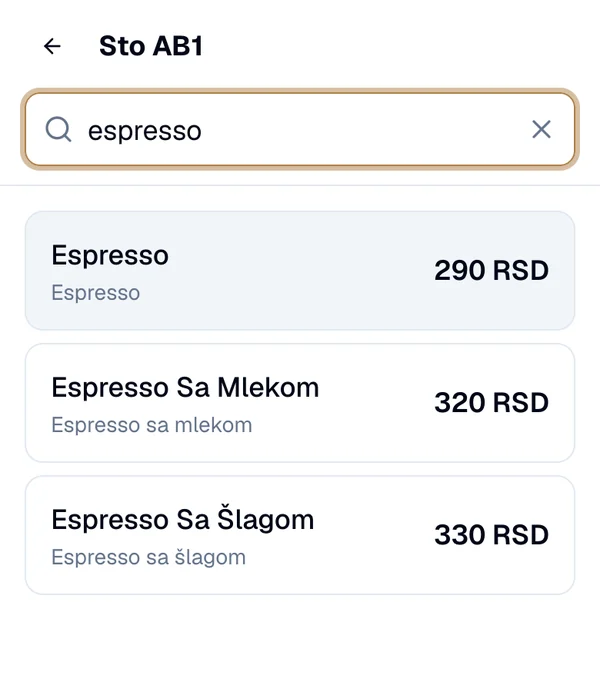 Pretraga artikala sa upisanom rečju espresso